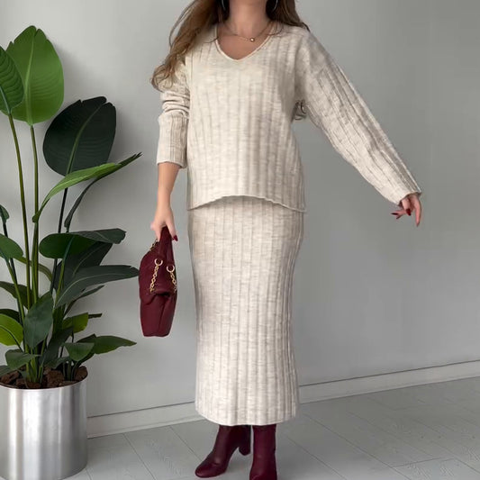 Women's Gentle & Versatile Sweater Skirt Suit