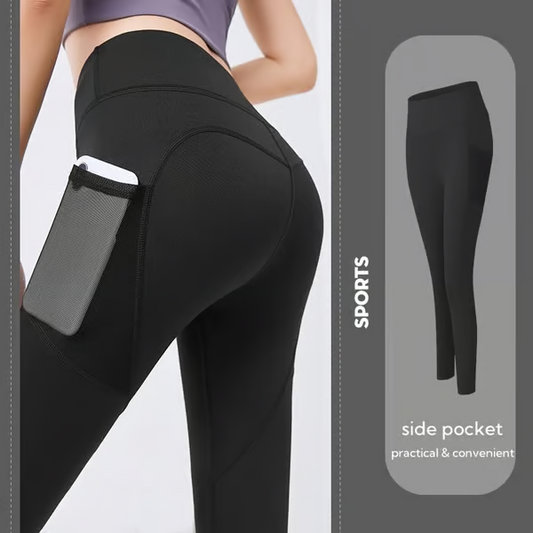 High Waisted Tummy Control Side Pocket Shaping Training Leggings