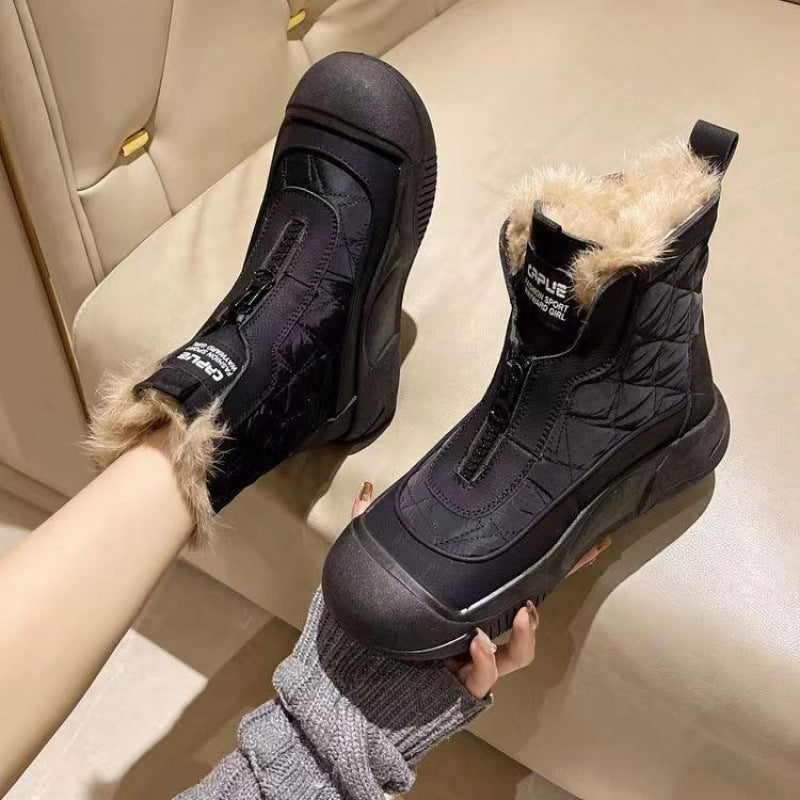 Leather And Fleece Snow Boots