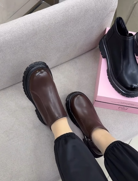 Women's Thick-Soled Leather Shoes