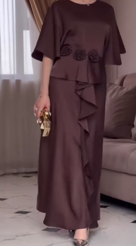 Silky 3D Flower Skirt Suit