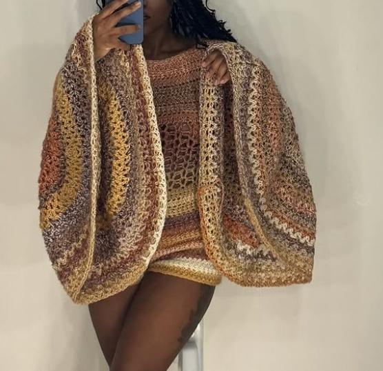 Knit bell-sleeve romper