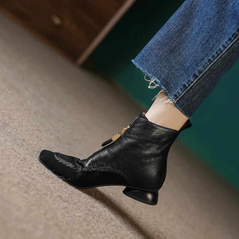Women's soft leather zippered ankle boots