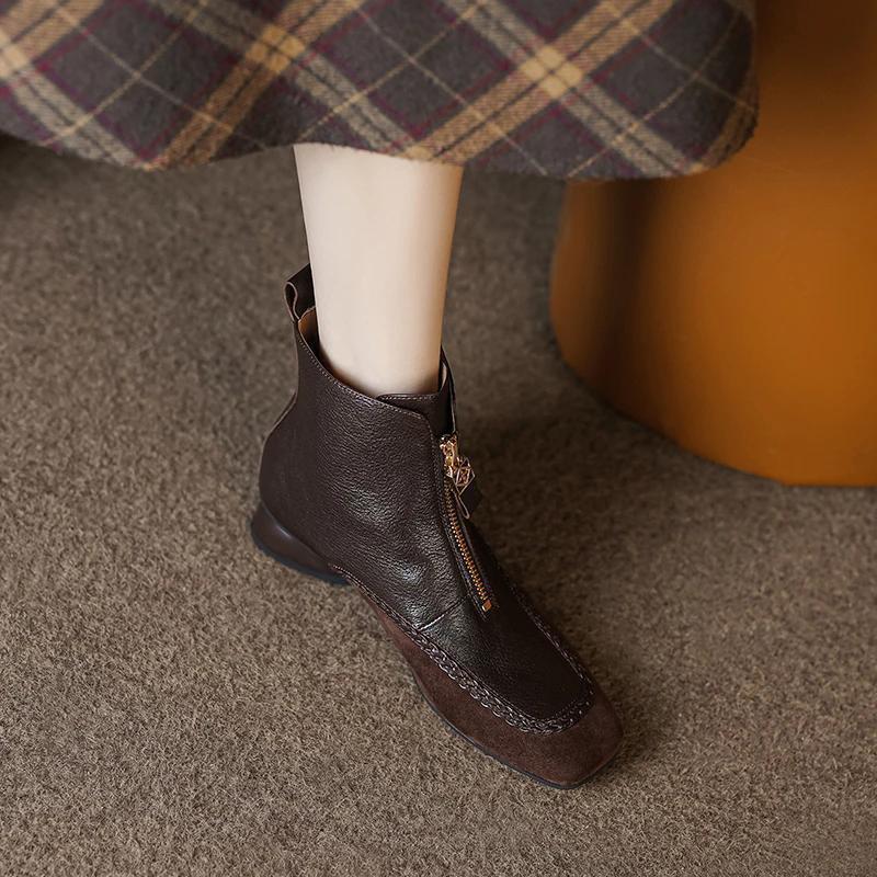 Women's soft leather zippered ankle boots