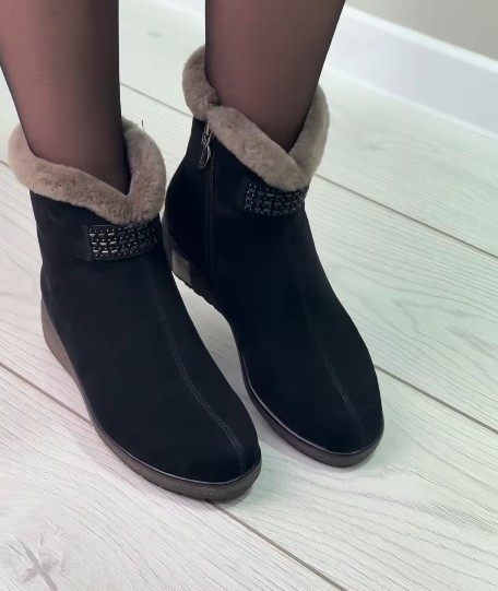 Women's fleece warm zippered ankle boots