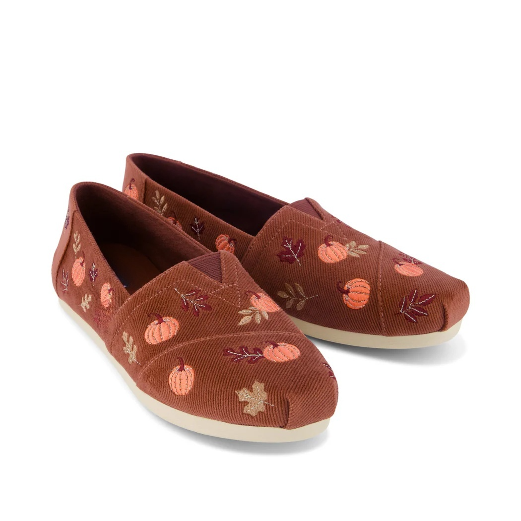 Women's Pumpkin Embroidered Slip-On Flats