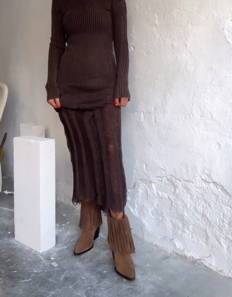 Women's suede tassel high-heeled boots