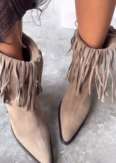 Women's suede tassel high-heeled boots