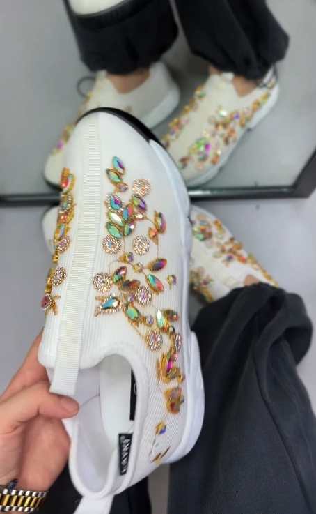 Women's colorful rhinestone sneakers