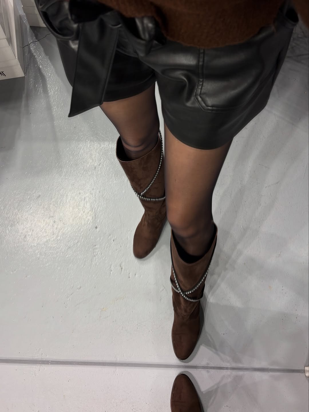 Women's suede rhinestone boots