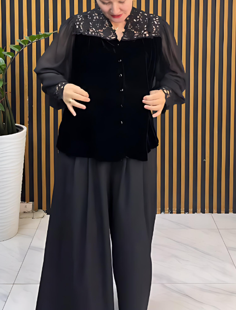 Women's Velvet Lace Tulle Suit