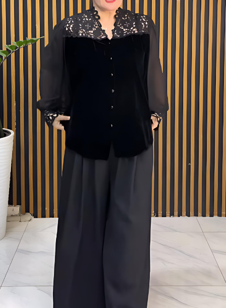 Women's Velvet Lace Tulle Suit