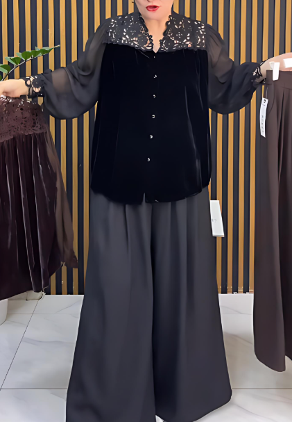 Women's Velvet Lace Tulle Suit