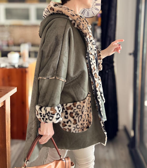 Women's leopard suede coat