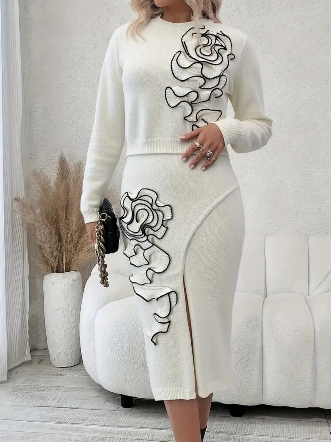 Women's 3D Flower Knitted Dress