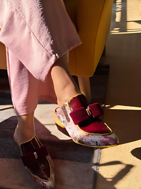 Women's elegant bow slip-on shoes