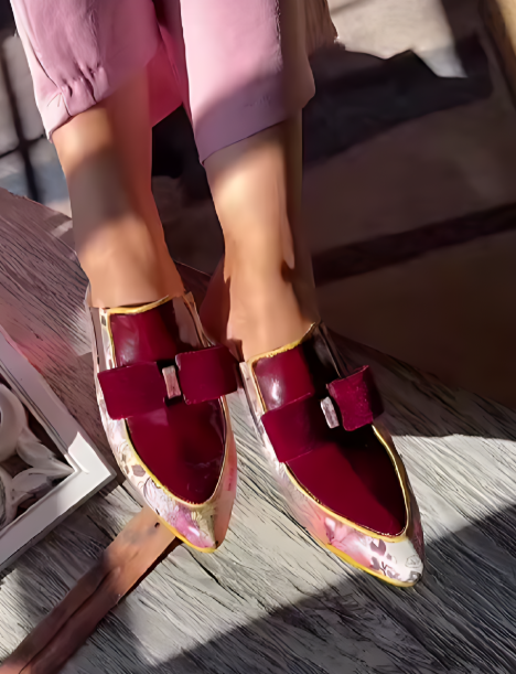 Women's elegant bow slip-on shoes
