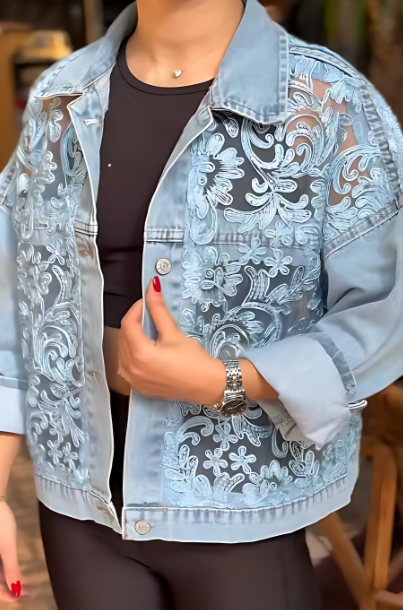 Floral Lace Denim Jacket