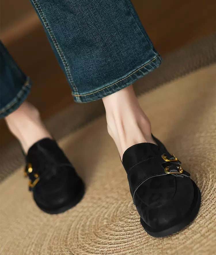 Retro leopard print slip-on loafers