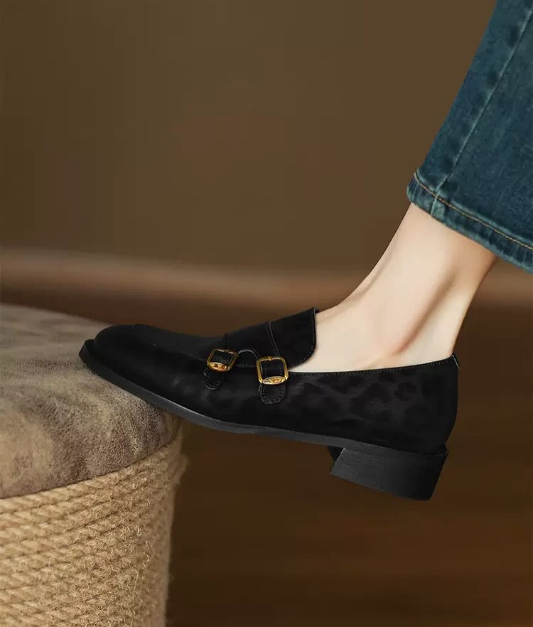 Retro leopard print slip-on loafers