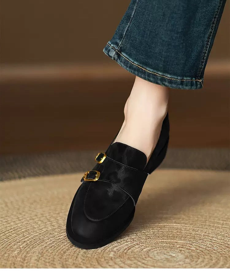 Retro leopard print slip-on loafers