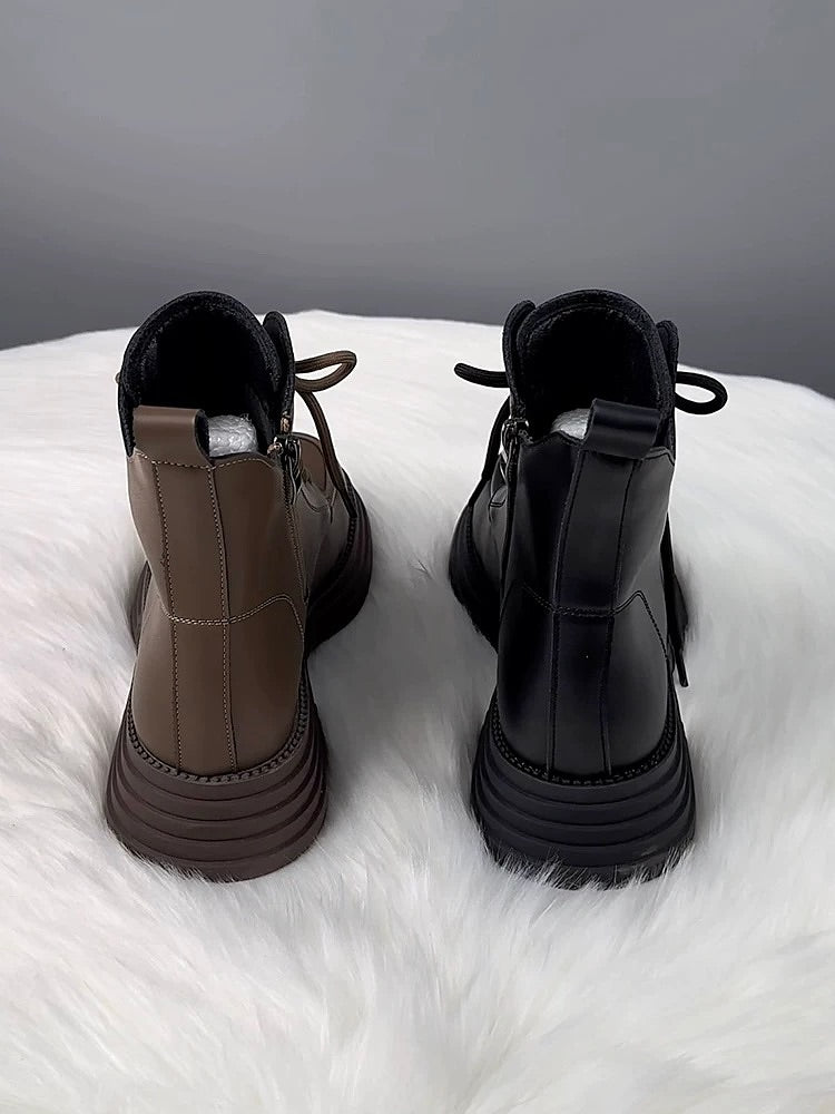 Warm Fleece-Lined Lace-Up Martin Boots