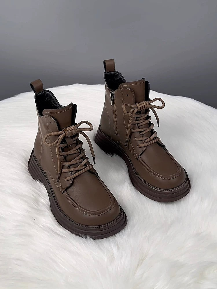 Warm Fleece-Lined Lace-Up Martin Boots