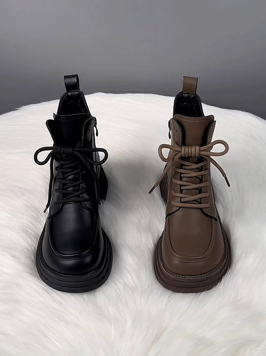 Warm Fleece-Lined Lace-Up Martin Boots