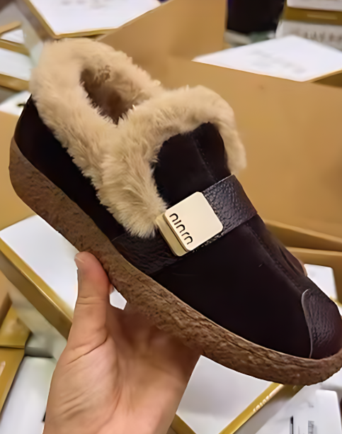Women's warm fleece slip-on shoes