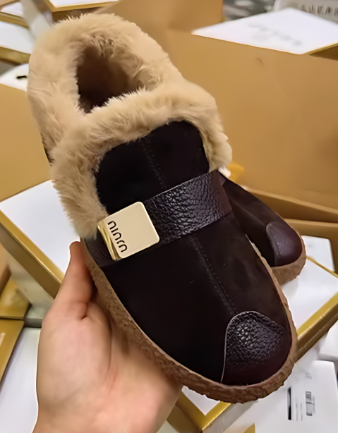 Women's warm fleece slip-on shoes