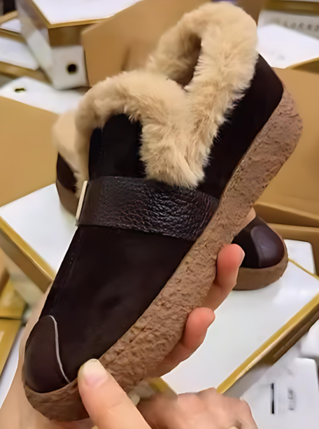 Women's warm fleece slip-on shoes