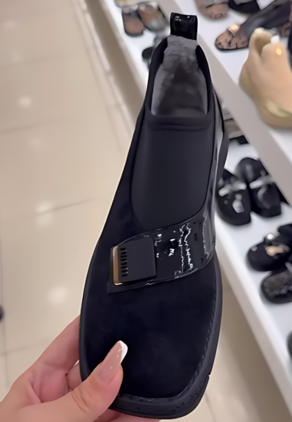 Women's Black Fleece-Lined Comfort Slip-On Shoes