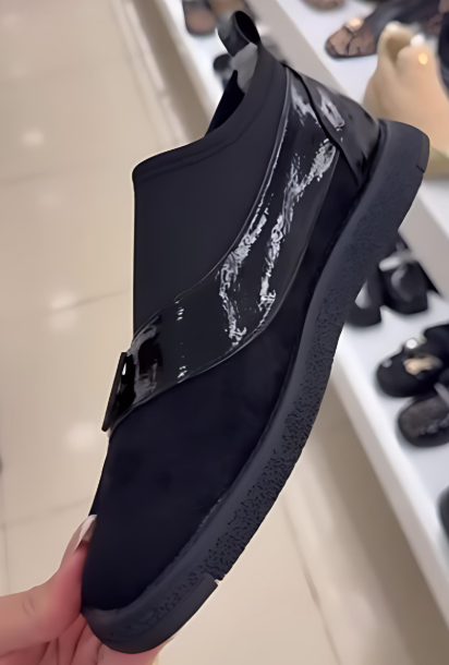 Women's Black Fleece-Lined Comfort Slip-On Shoes