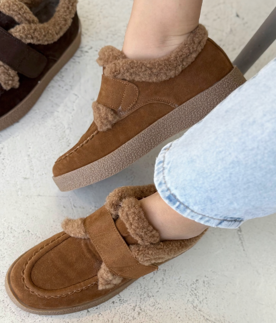 Women's warm fleece slip-on shoes