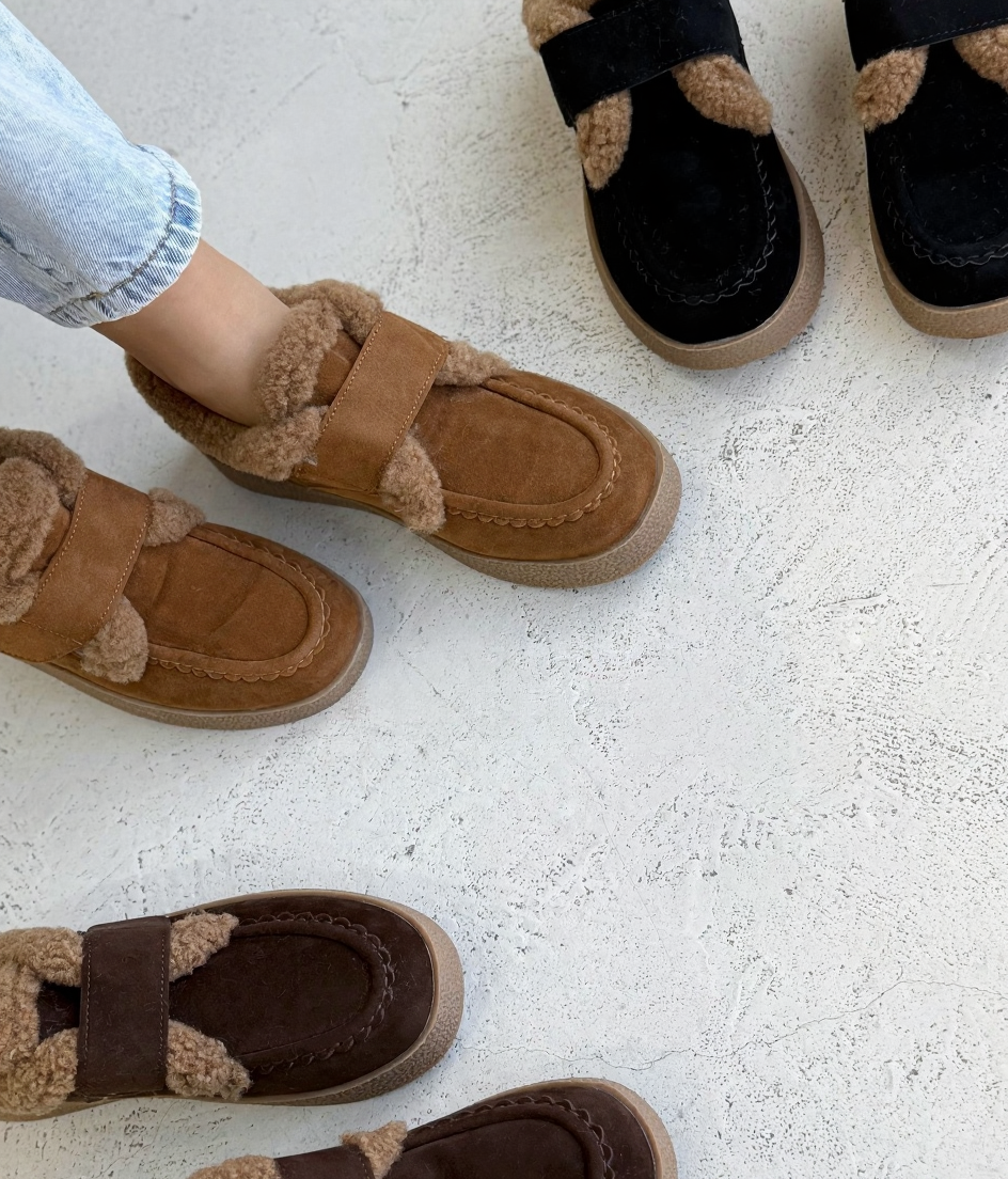 Women's warm fleece slip-on shoes