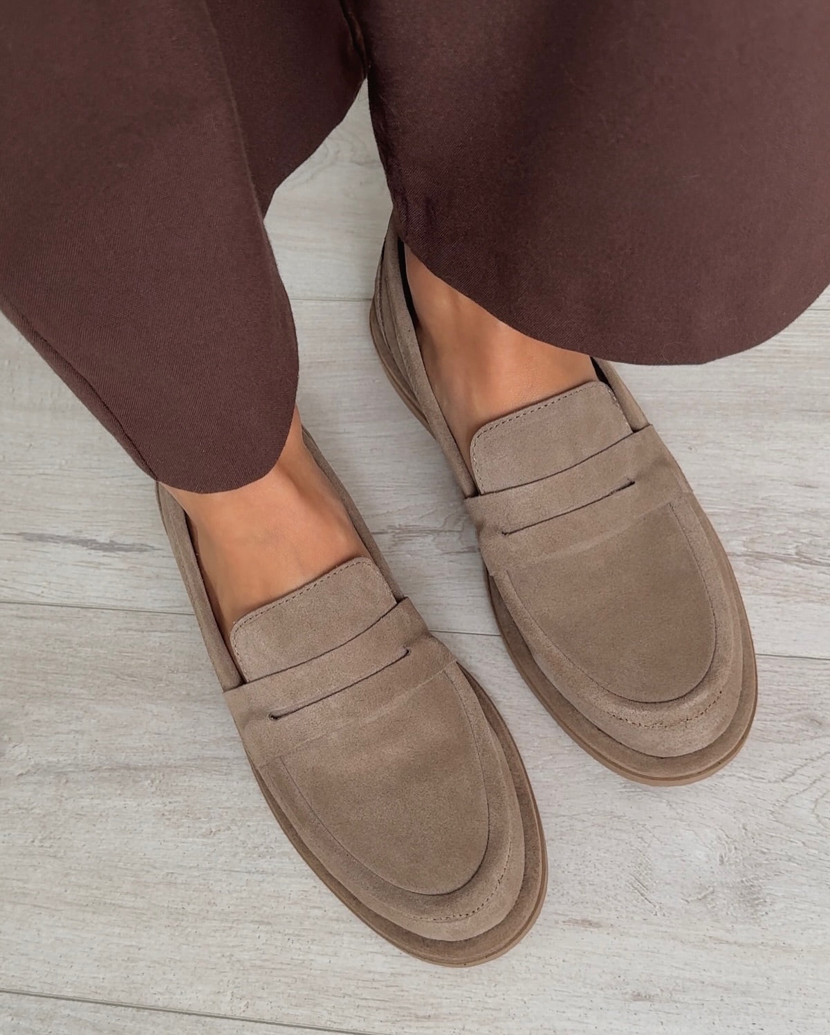 Women's suede slip-on shoes