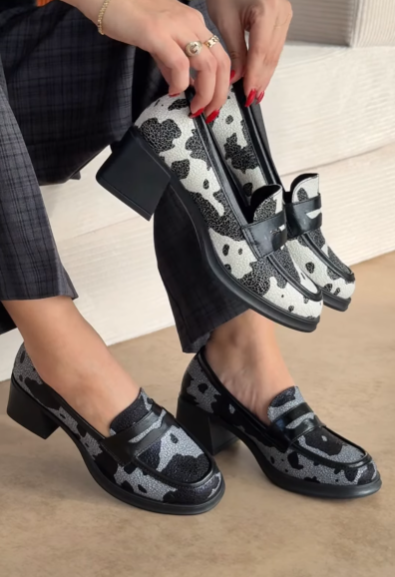 Cow Print Slip-On Loafers