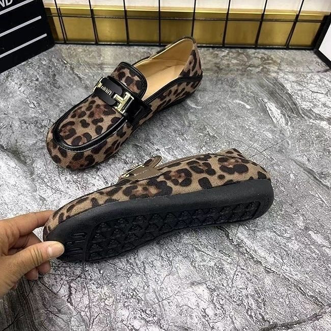 Leopard print slip-on loafers
