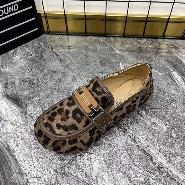 Leopard print slip-on loafers