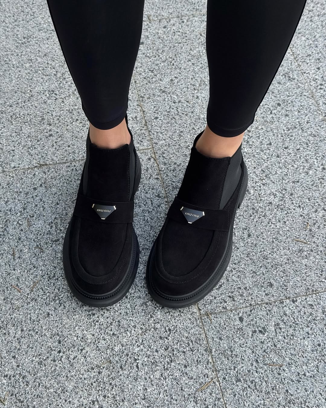 Women's black suede ankle boots