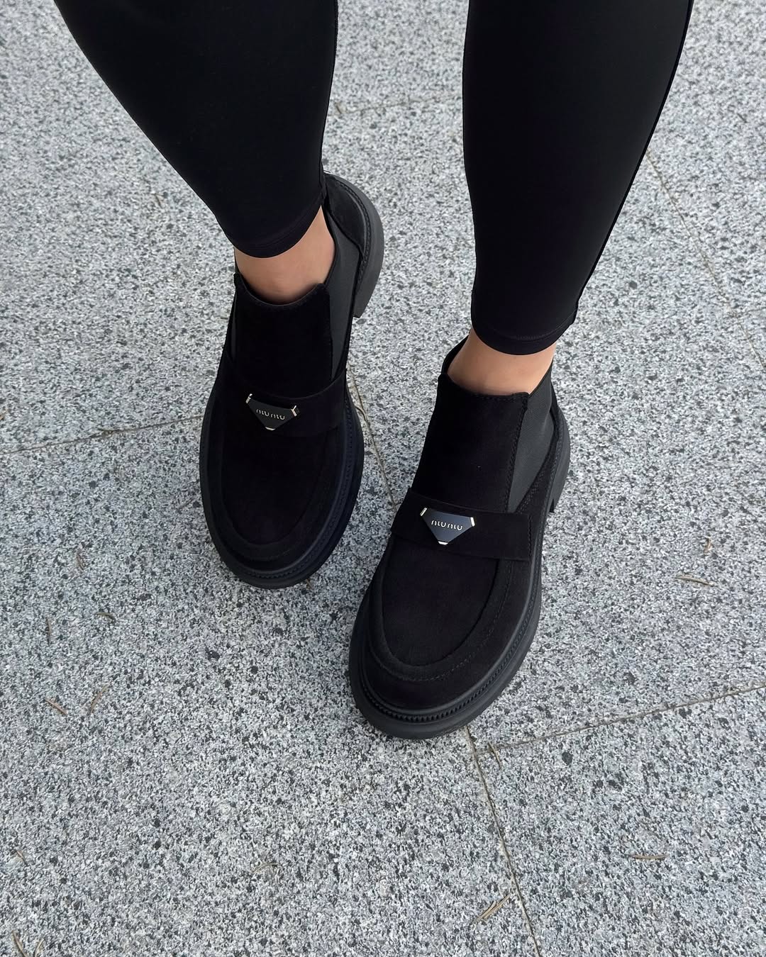 Women's black suede ankle boots