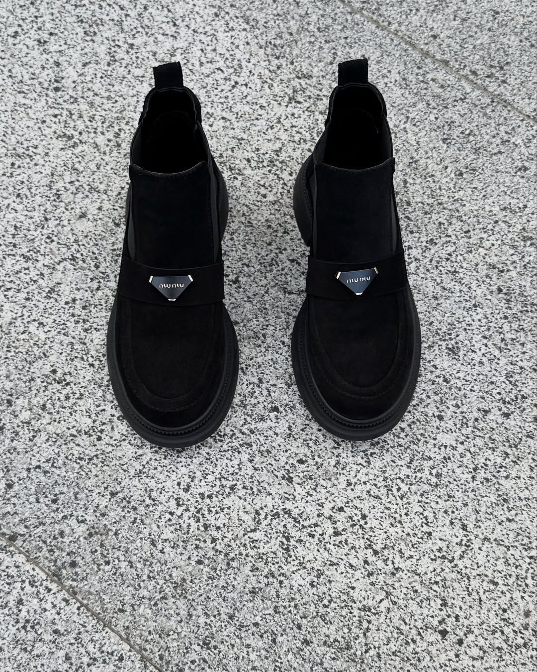 Women's black suede ankle boots