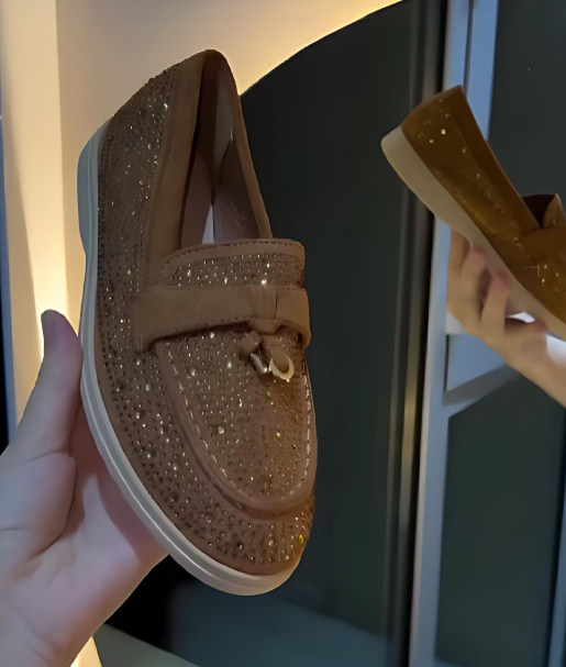 Sparkling rhinestone slip-on loafers