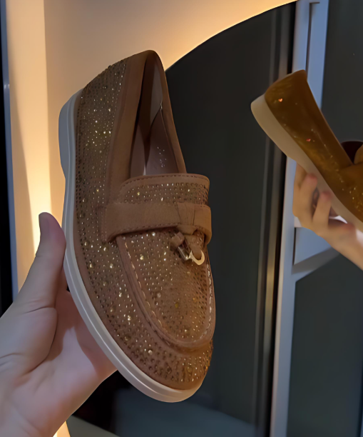 Sparkling rhinestone slip-on loafers