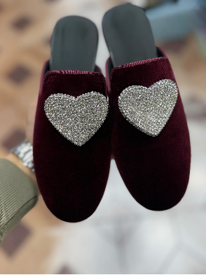 Heart Sparkling Rhinestone Slippers