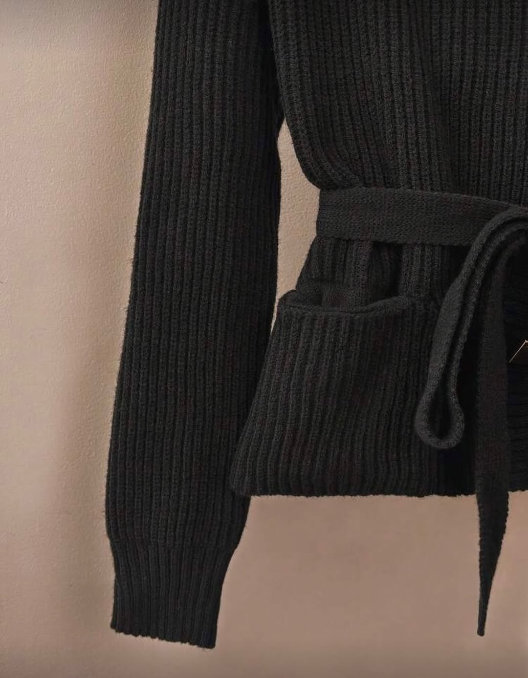 Black Lace-Up Soft Sweater