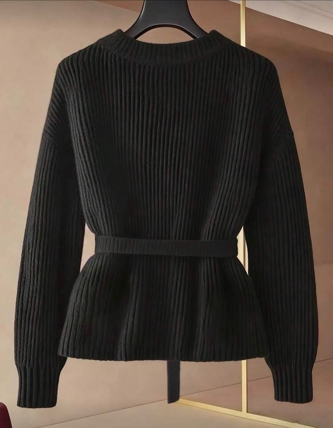 Black Lace-Up Soft Sweater