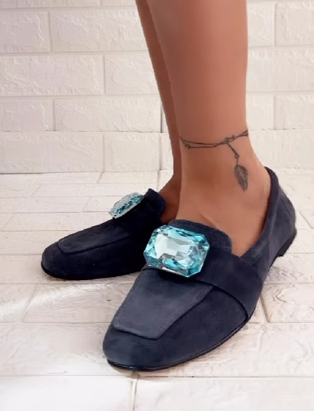 Rhinestone Suede Slip-on Flats