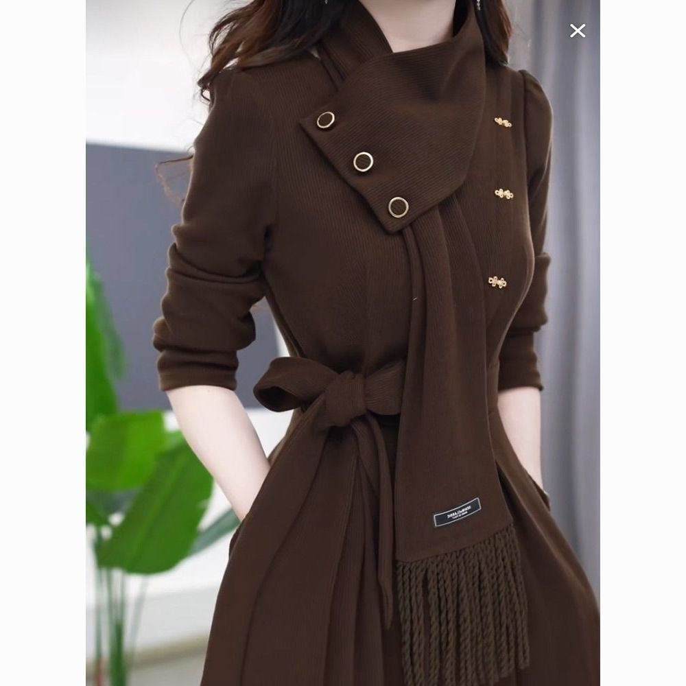 Autumn/Winter Retro Scarf Dress Set