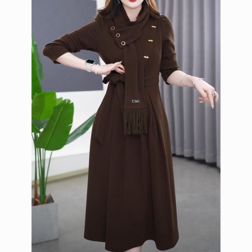 Autumn/Winter Retro Scarf Dress Set